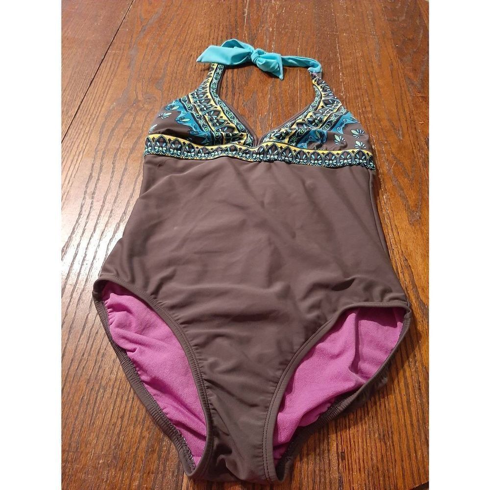 Size 38B/34C Athleta One Piece Tie Neck Back Swimsuit Bathing Suit Swimwear